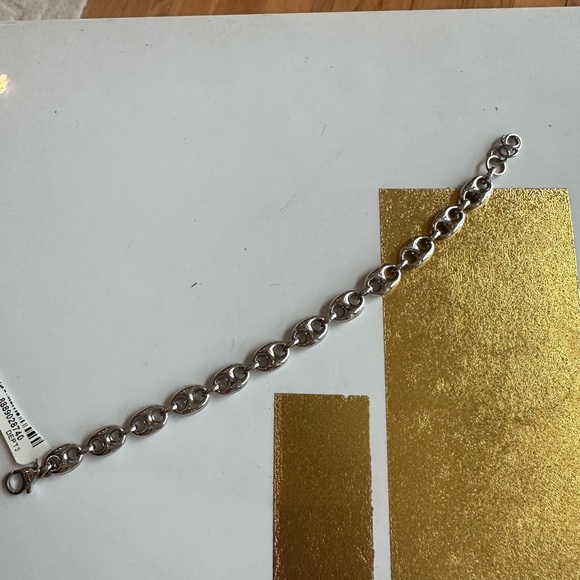 New! Sterling Silver Puffed Mariner Chain Bracelet - Picture 8 of 11